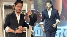 shah rukh khan braided look at jawan press conference,
