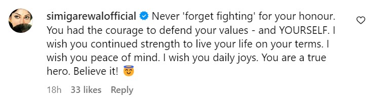 Simi Garewal's comment on honour