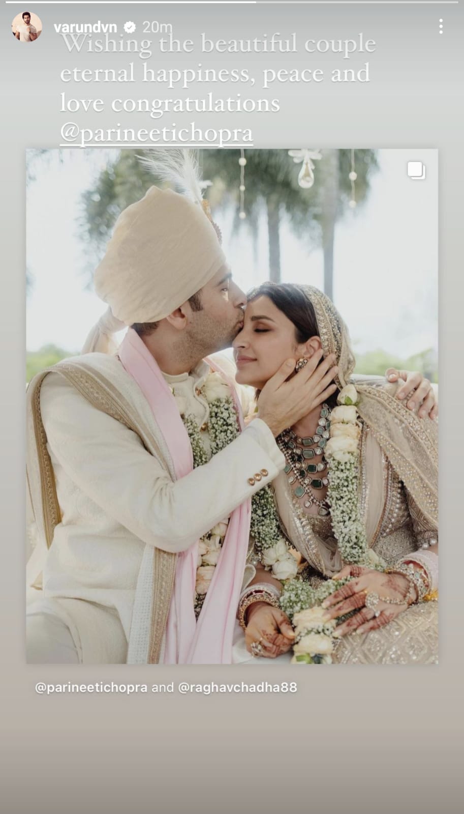 Varun Dhawan wishes Parineeti Chopra and Raghav Chadha