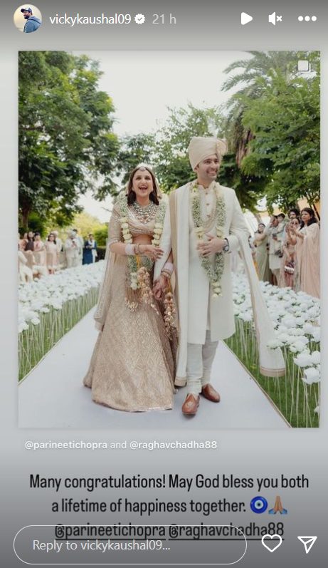 Vicky Kaushal wishes Raghav Chadha and Parineeti Chopra