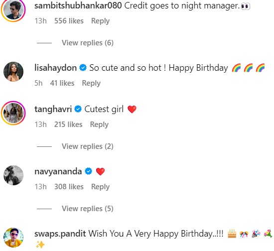 Fans react to Ananya Panday's post