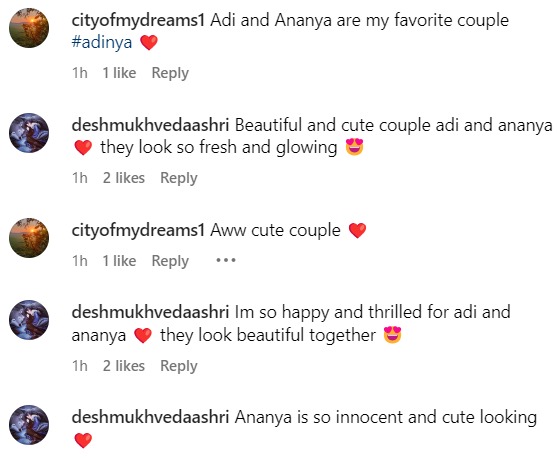 Fans react to Ananya Panday and Aditya Roy Kapur