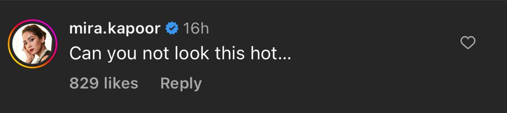 Mira Rajput's comment on Shahid's picture