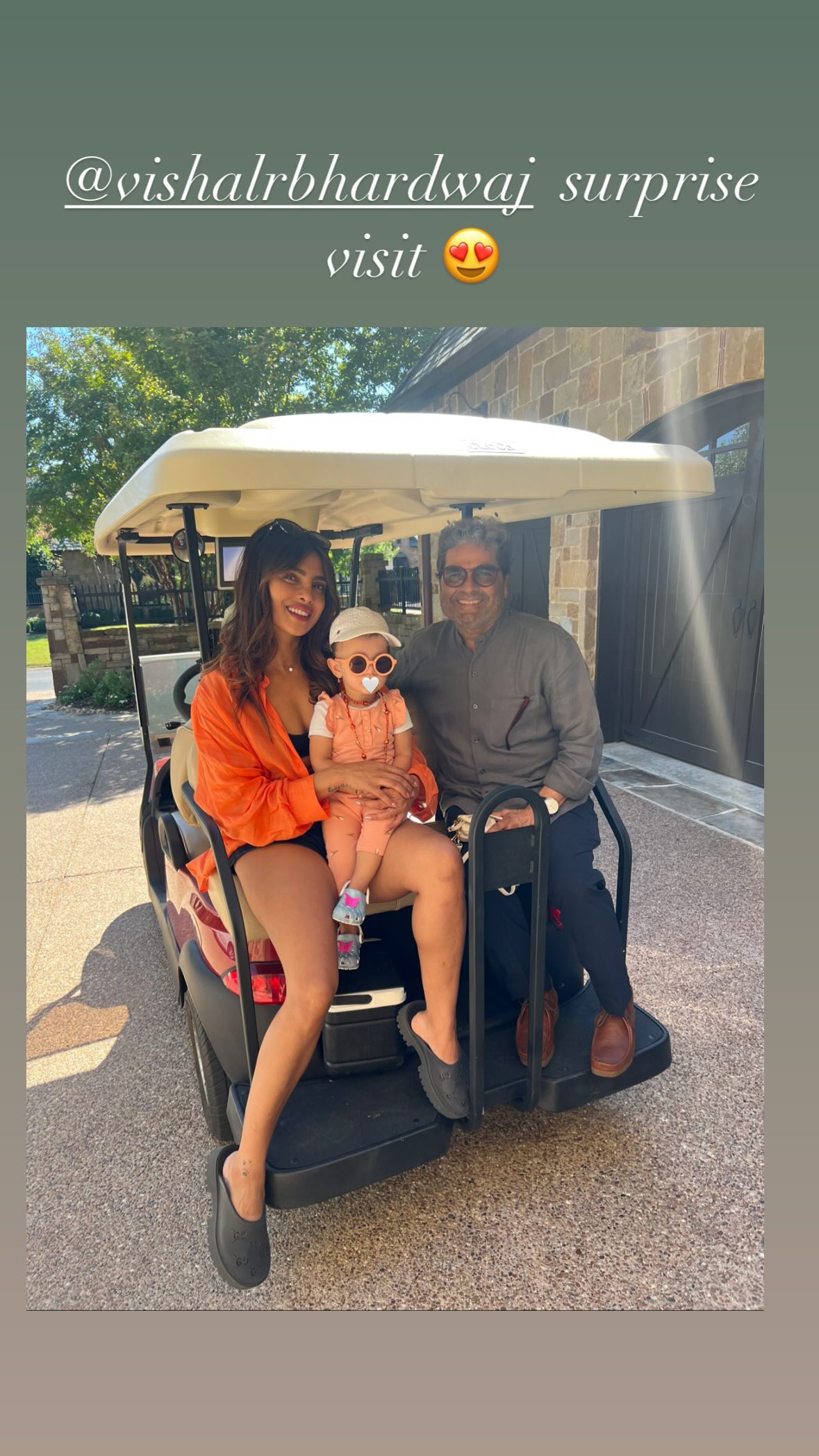 Priyanka Chopra and daughter Malti with director Vishal Bhardwaj