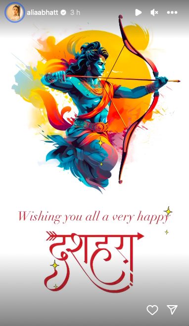 Alia Bhatt wishes fans on Dussehra