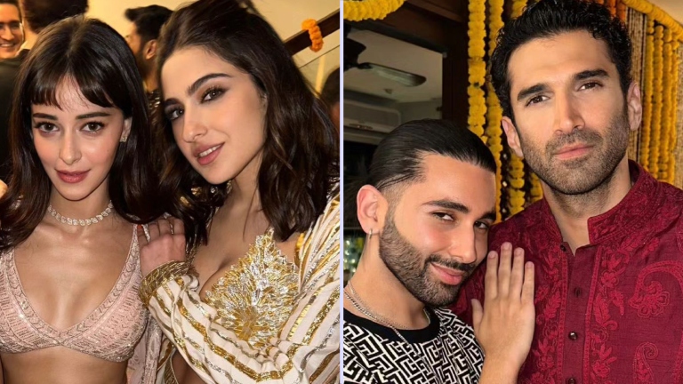 ananya panday, aditya roy kapur, sara ali khan diwali party