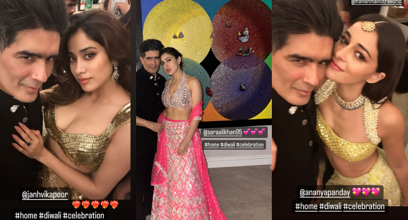Sara, Ananya, and Janhvi at Manish Malhotra's diwali party