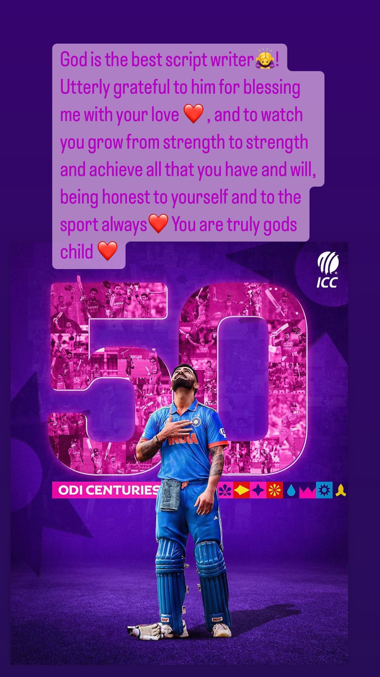 Anushka Sharma's post for Virat Kohli