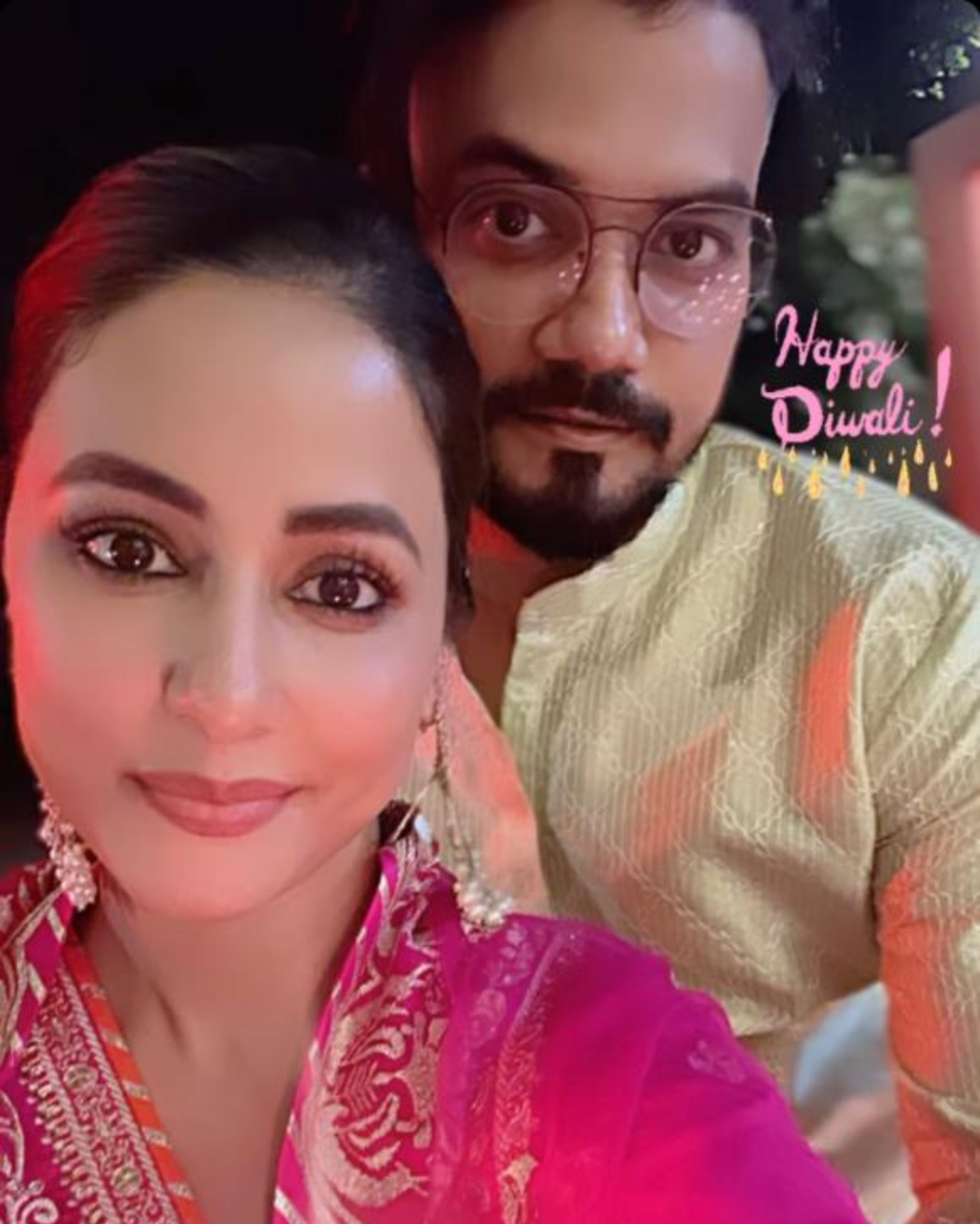 Hina Khan celebrates diwali with boyfriend Rocky Jaiswal