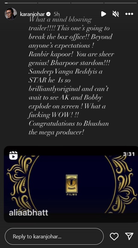 Karan Johar reviews Animal trailer