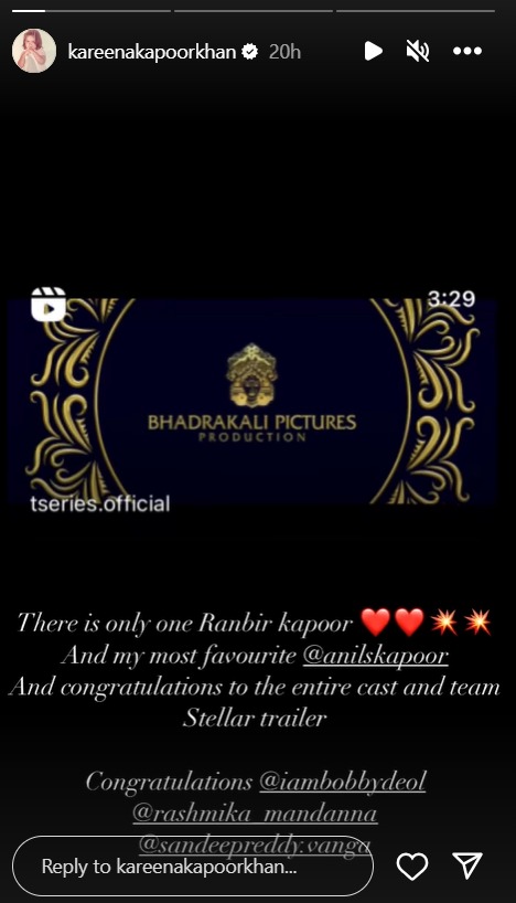 Kareena Kapoor reviews Animal trailer