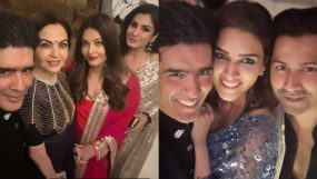 aishwarya rai, raveena tandon, kriti sanon, varun dhawan, manish malhotra diwali bash,