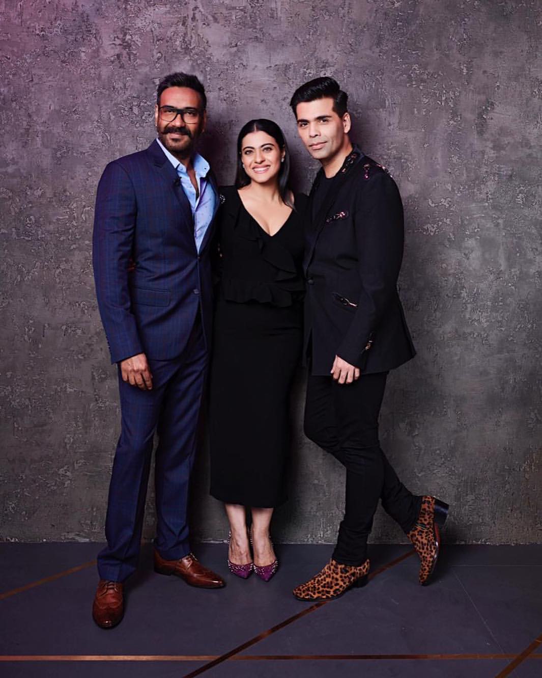 Ajay Devgn with Kajol and Karan Johar