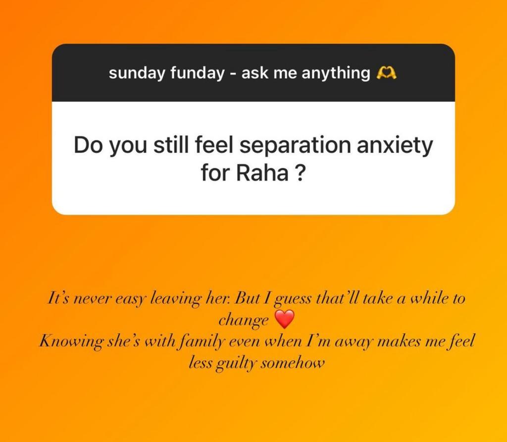 Alia Bhatt on coping with eperation anxiety from Raha