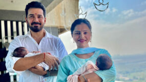 rubina dilaik, abhinav shukla, rubina dilaik twin baby girls,