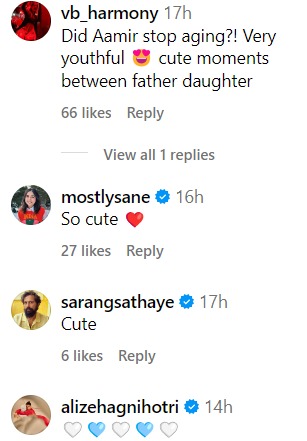 Fans react to Aamir Khan and Ira Khan's pics