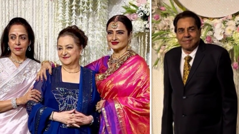 hema malini dharmendra, saira bano, rekha, ira khan nupur shikhare wedding reception,