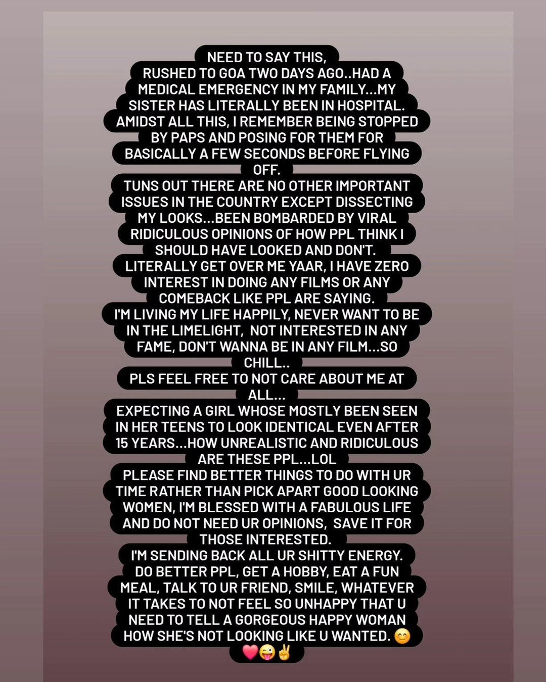 Ayesha Takia's statement