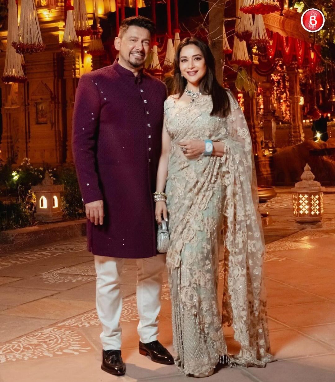 Madhuri Dixit poses with Shriram Nene at Anant Ambani pre-wedding bash