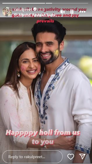 Rakul Preet Singh Holi wish with Jackky