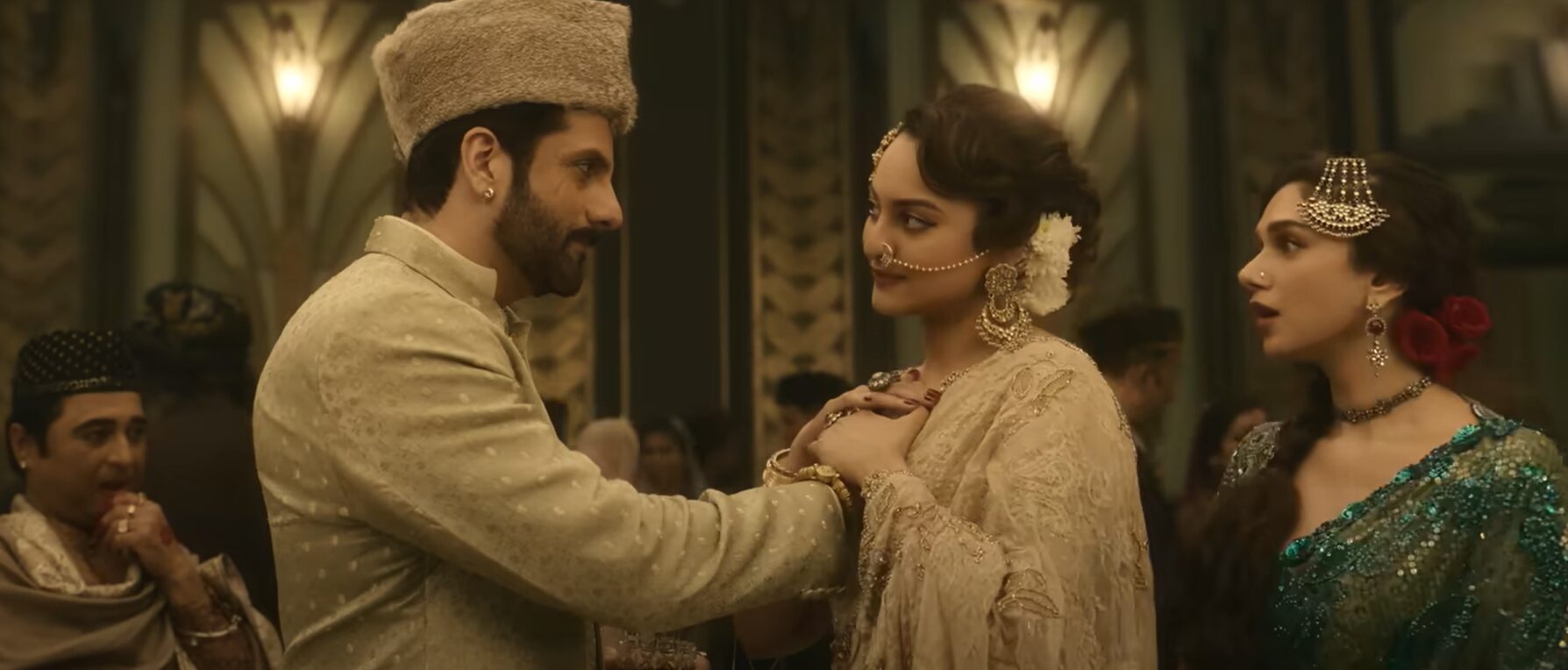 Fardeen Khan, Sonakshi Sinha and Aditi Rao Hydari in Heeramandi