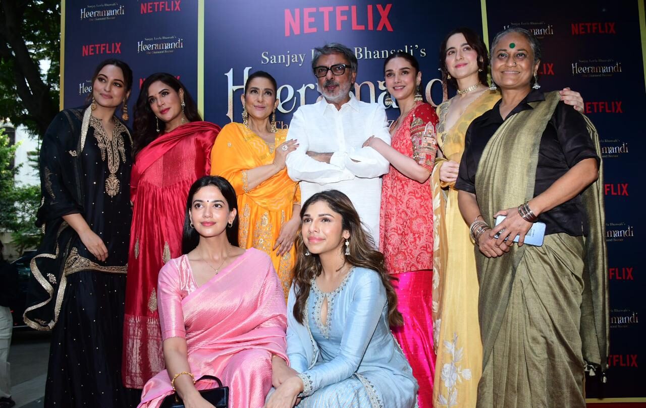 heeramandi: the diamond bazaar, heeramandi, sonakshi sinha, richa chadha, aditi rao hydari, manisha koirala, sharmin segal, taha shah, sanjay leela bhansali, heeramandi success party