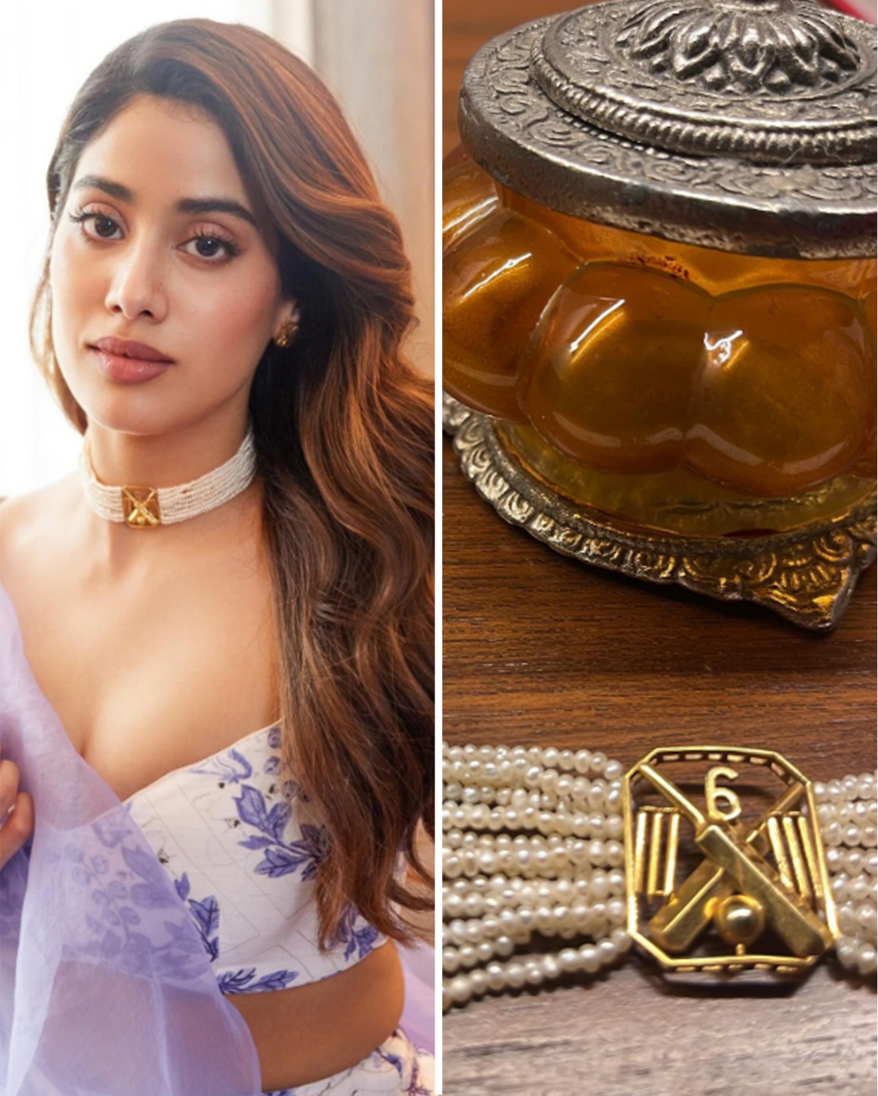 Janhvi Kapoor in a customised Mr and Mrs Mahi choker