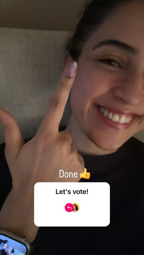 Sanya Malhotra with her inked finger