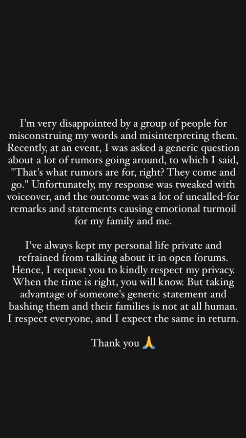 Shivangi Joshi shares a statement