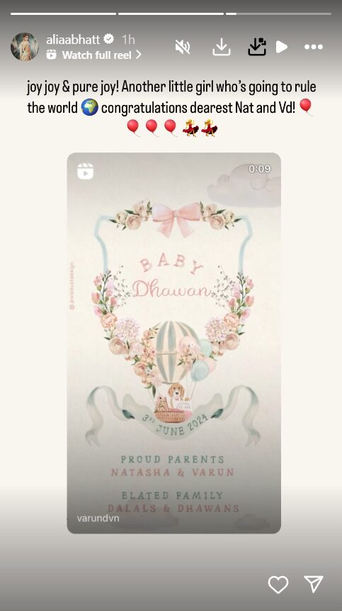 Alia Bhatt congratulates Varun Dhawan