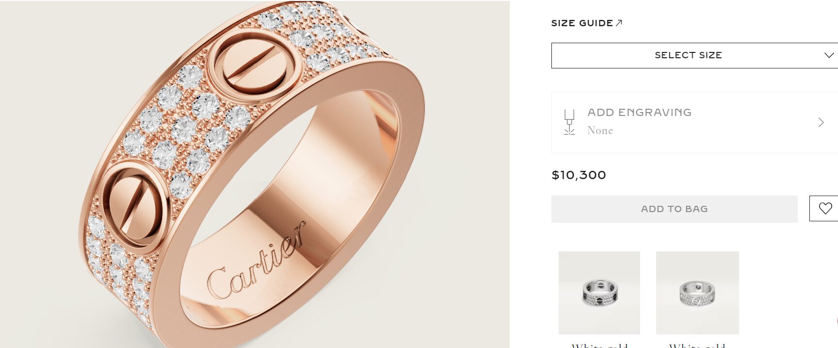 Price tag of the gold ring