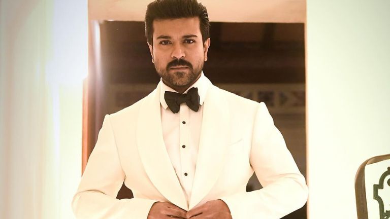 ram charan at oath ceremony, ram charan, ram charan pushes a man, ram charan at andhra cm ceremony