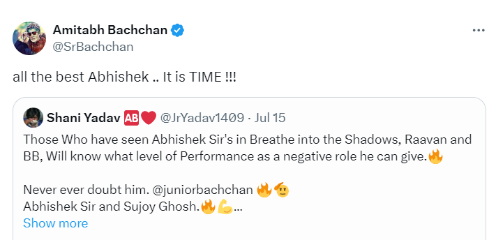 Amitabh Bachchan reacts to Abhishek Bachchan starring in King