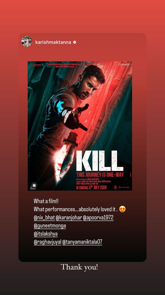 Karishma Tanna praises Kill