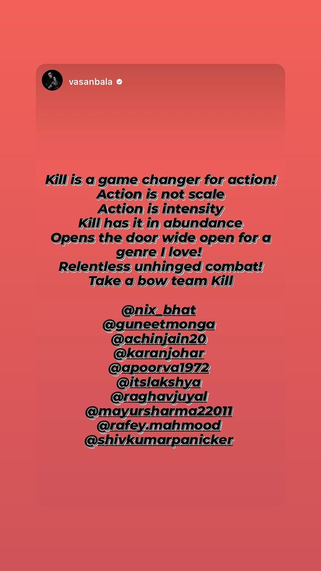 Vasan Bala praises Kill