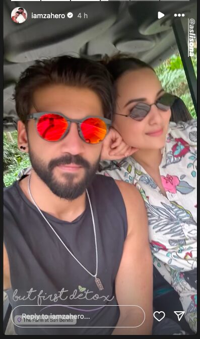 Zaheer Iqbal poses with Sonakshi