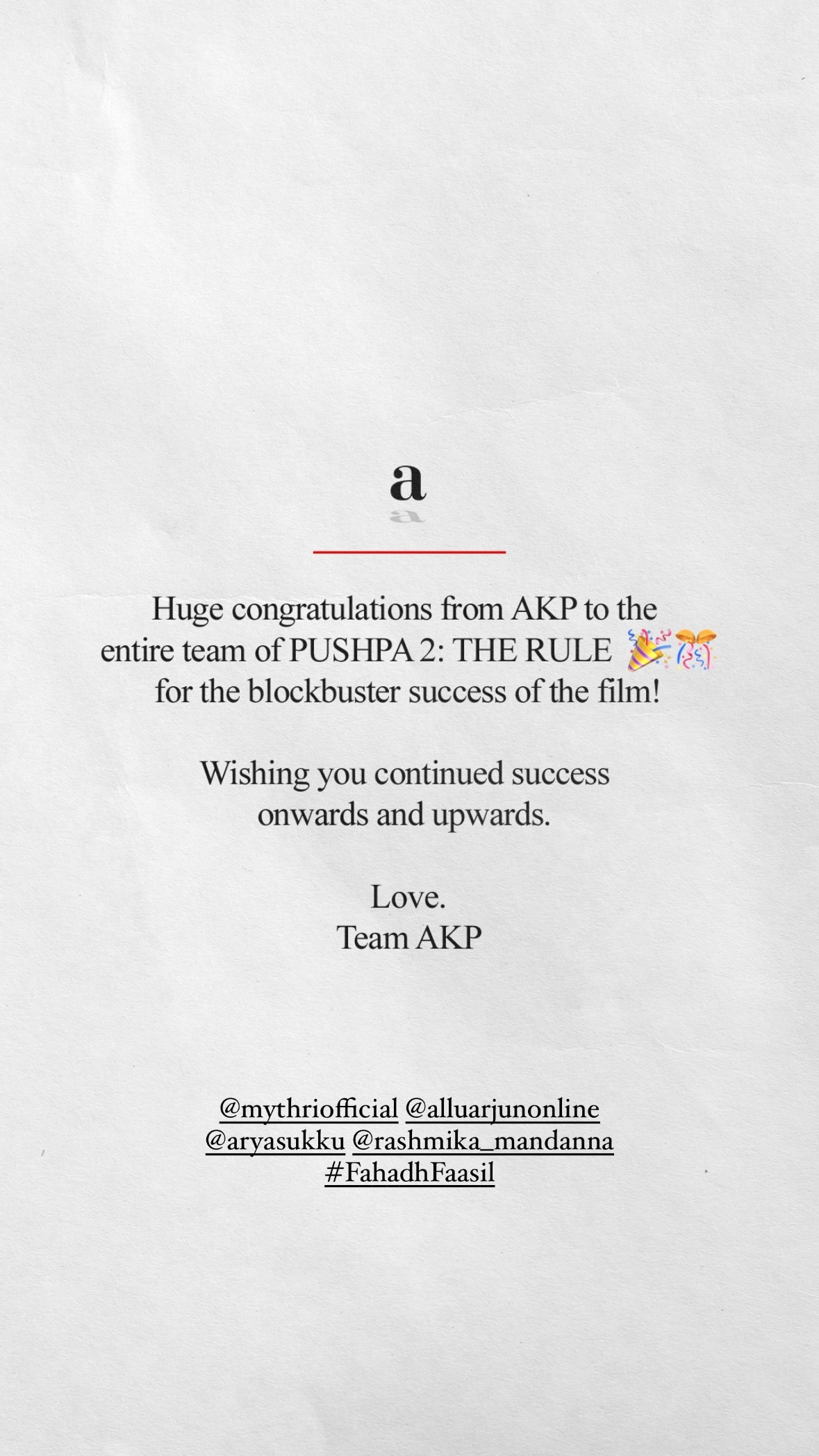 Aamir Khan Productions wishes Allu Arjun