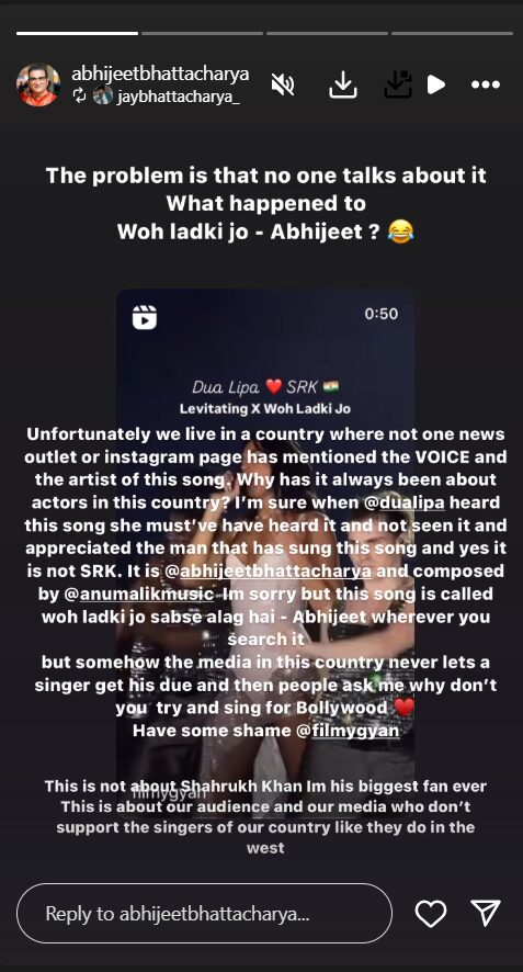 Abhijeet Bhattacharya on Dua Lipa Woh Ladki Jo mahup