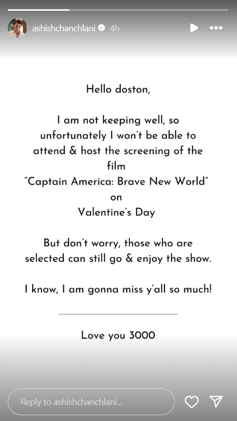 Ashish Chanchlani cancels Captain America screening