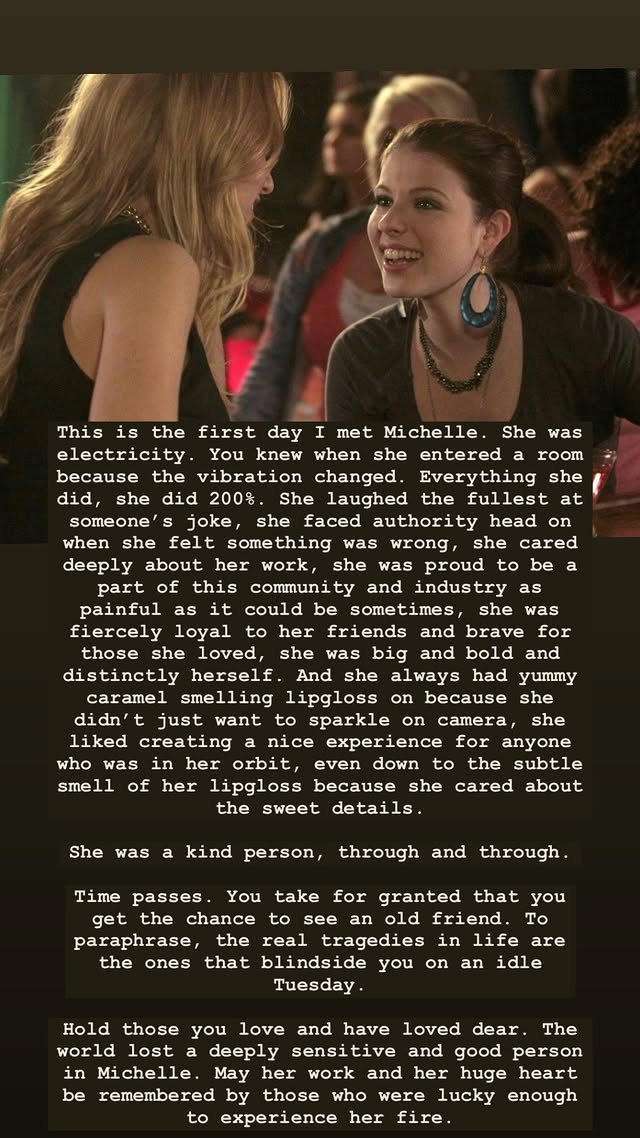 Blake Lively morn the loss of Gossip Girl co-actress Michelle Trachtenberg