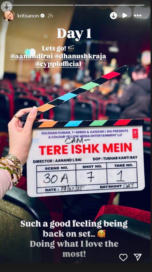 Kriti Sanon on the sets of Tere Ishq Mein