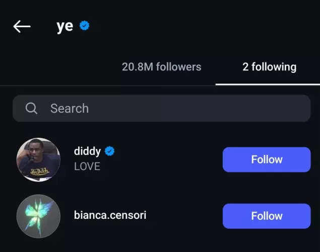 Look who's Kanye West following