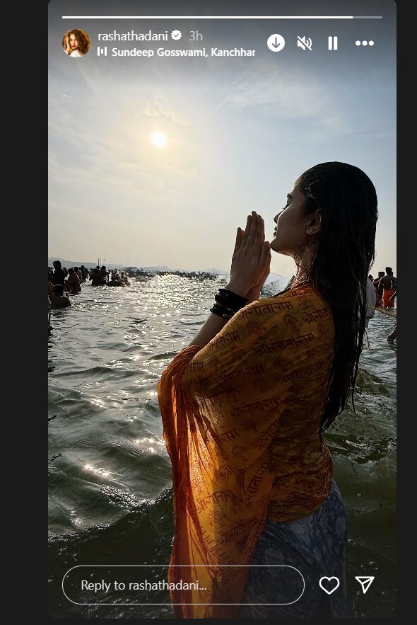 Rasha taking a Holy Dip at Maha Kumbh