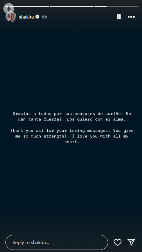 Shakira shares update after being hospitalised