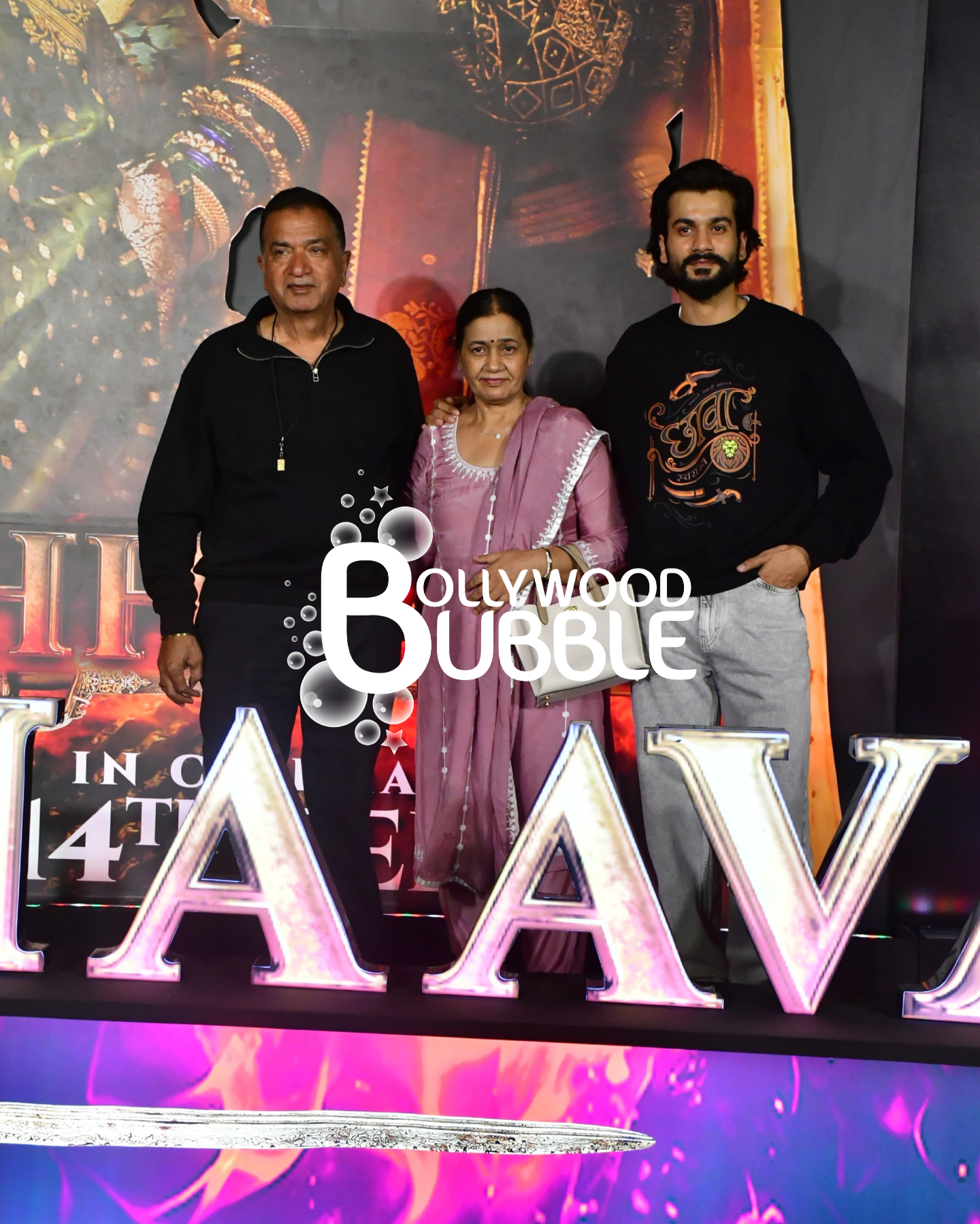 Sham Kaushal, Veena Kaushal & Sunny Kaushal at Chhaava Celeb screening