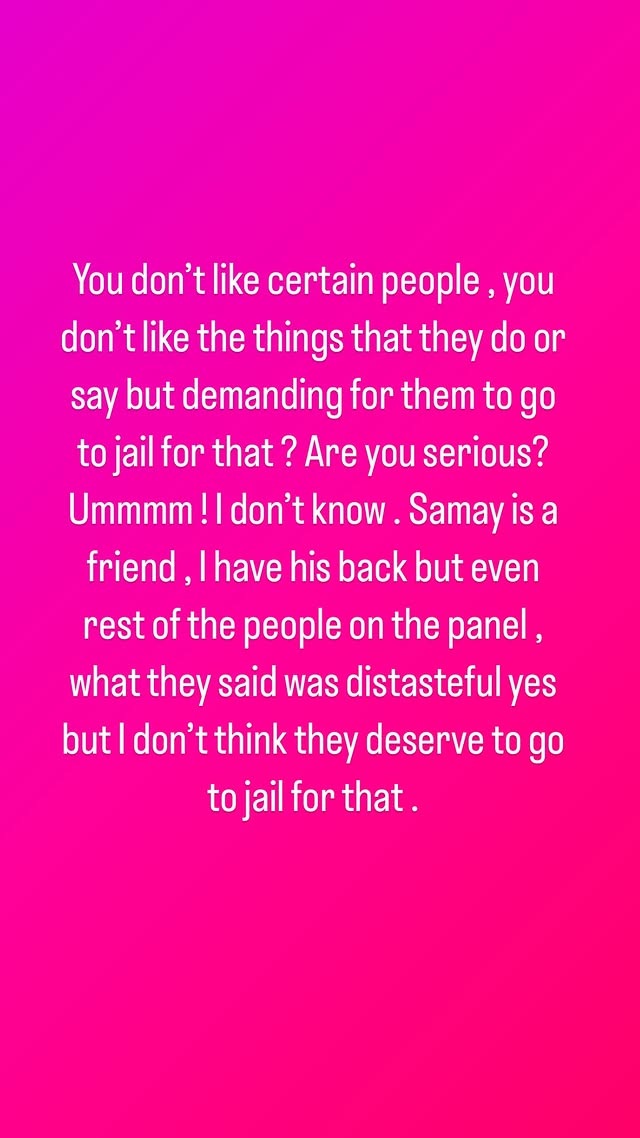 Uorfi Javed comes in support of Samay Raina