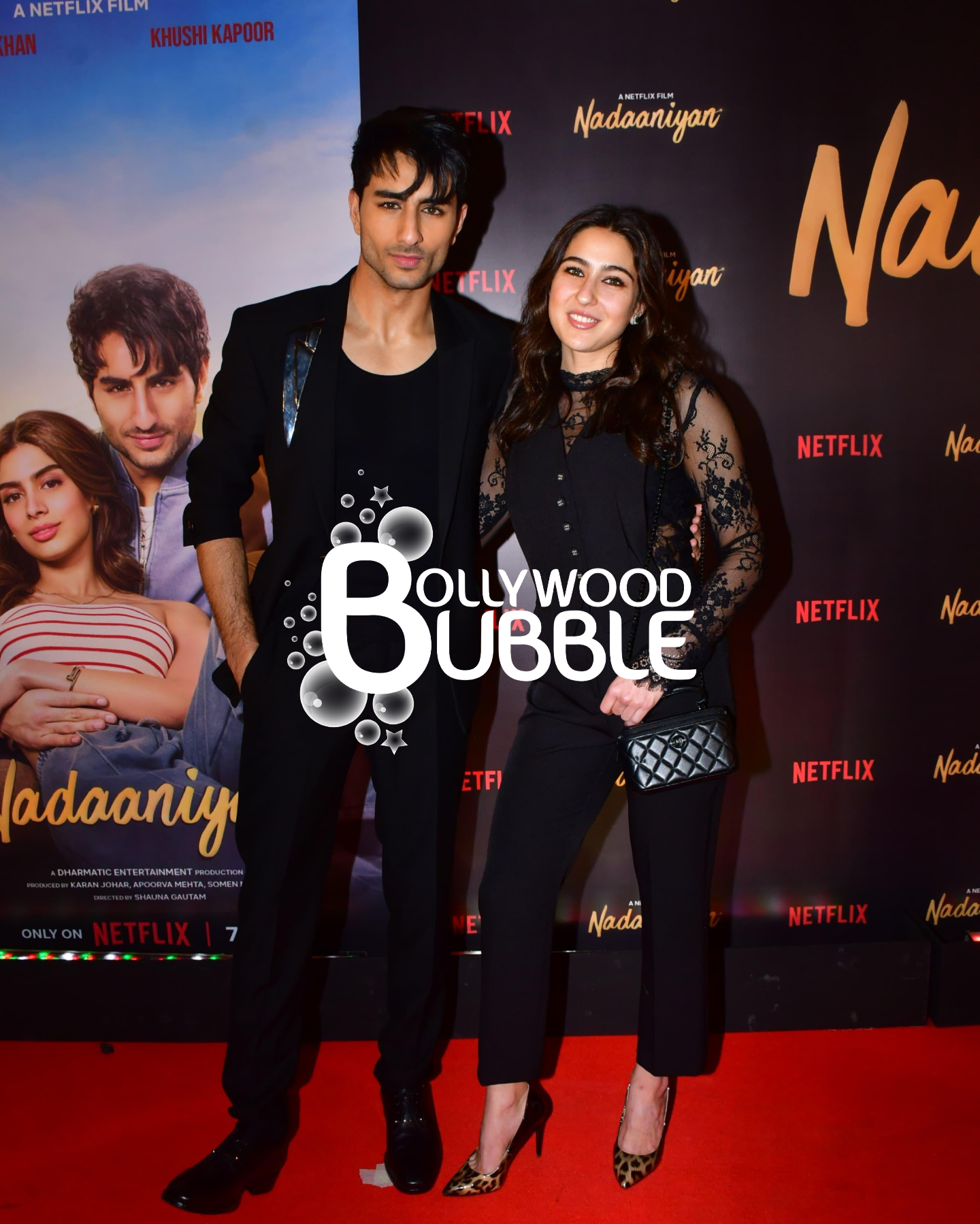 Ibrahim Ali Khan and Sara Ali Khan at Nadaaniyan screening