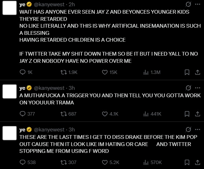 Kanye West's X Tweets