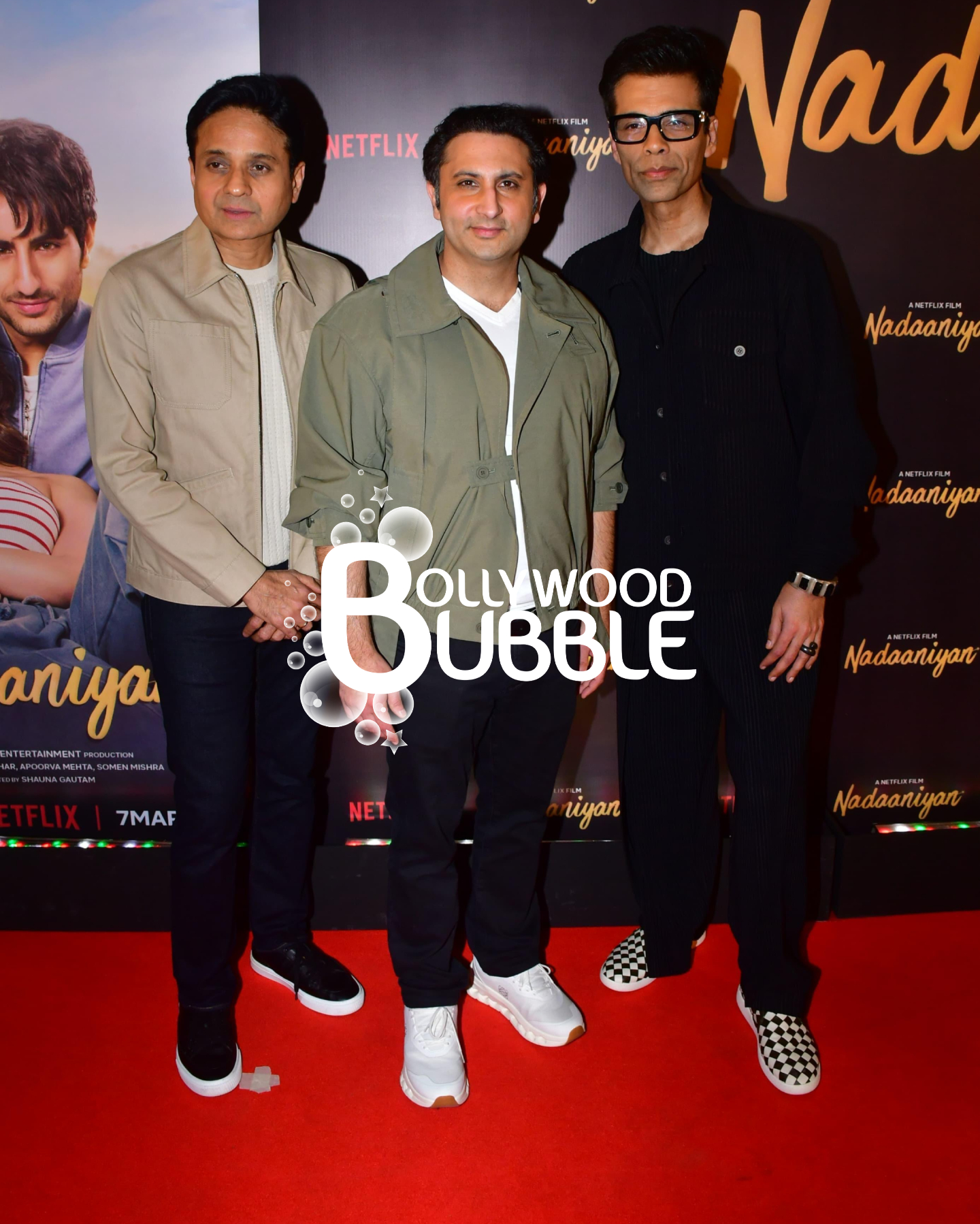 Karan Johar and Apoorva Mehta at Nadaaniyan screening