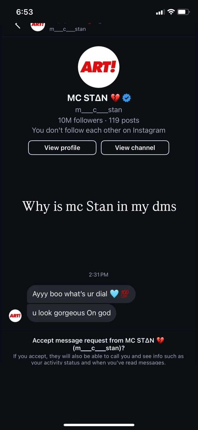 Mc Stan Getting Into An Influencers Dms